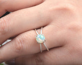 Genuine Ethiopian Opal Gemstone Ring - 925 Sterling Silver Handmade Wedding Band Ring - 7mm Round Prong Set Ring - Promise Ring - Boho Ring